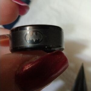 Batman black steel wedding band ring size 6 nwt (sku 140)